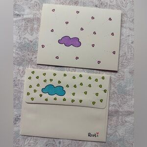 Cute Cloud and Hearts Card with Envelope